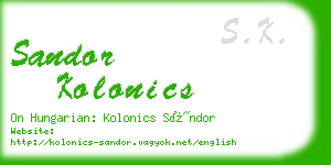 sandor kolonics business card